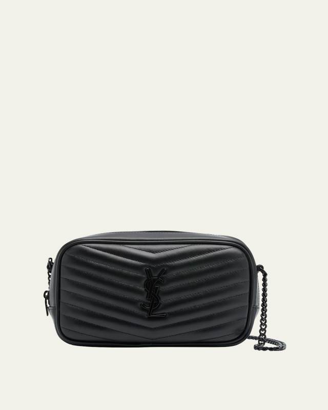 Lou Mini YSL Camera Bag in Smooth Quilted Leather
